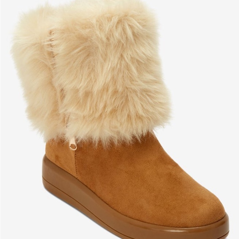 Comfortview Tan Ankle Boots with Faux Fur 12W
